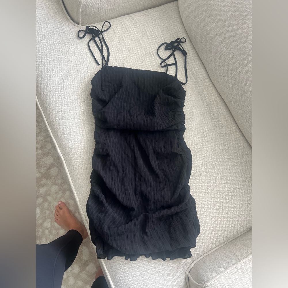Lovers + Friends Black Ruched Mini Dress